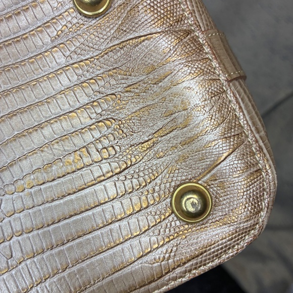 Brahmin Medium Asher Cabana Vineyard Stripe Crocodile Embossed Leather Tote Bag - Picture 10 of 15